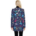 Colorful Background Moons Stars Button Up Hooded Coat  View2