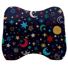 Colorful Background Moons Stars Velour Head Support Cushion by Ndabl3x