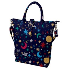 Colorful Background Moons Stars Buckle Top Tote Bag by Ndabl3x