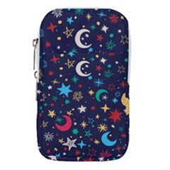 Colorful Background Moons Stars Waist Pouch (small) by Ndabl3x