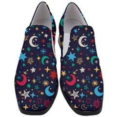 Colorful Background Moons Stars Women Slip On Heel Loafers by Ndabl3x