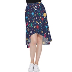 Colorful Background Moons Stars Frill Hi Low Chiffon Skirt by Ndabl3x