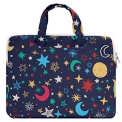 Colorful Background Moons Stars Macbook Pro 16  Double Pocket Laptop Bag  by Ndabl3x