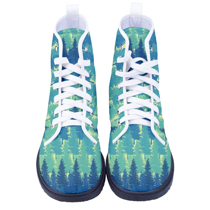 Christmas Trees Pattern Digital Paper Seamless Men s High-Top Canvas Sneakers