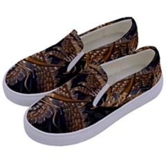 Fantasy Dragon Pentagram Kids  Canvas Slip Ons