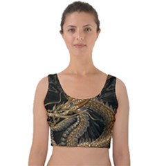 Fantasy Dragon Pentagram Velvet Crop Top by Maspions