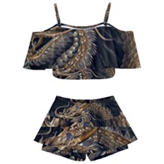 Fantasy Dragon Pentagram Kids  Off Shoulder Skirt Bikini