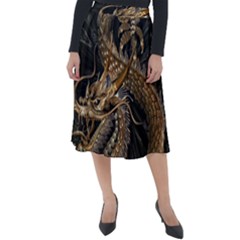 Fantasy Dragon Pentagram Classic Velour Midi Skirt 