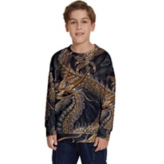 Fantasy Dragon Pentagram Kids  Crewneck Sweatshirt