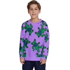 Grateful Dead Bears Kids  Crewneck Sweatshirt by Cendanart