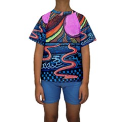 Grateful Dead Wallpaper Kids  Short Sleeve Swimwear by Cendanart