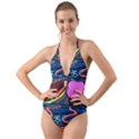 Grateful Dead Wallpaper Halter Cut-Out One Piece Swimsuit View1