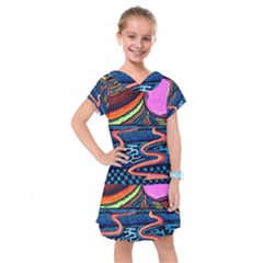 Grateful Dead Wallpaper Kids  Drop Waist Dress by Cendanart