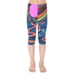 Grateful Dead Wallpaper Kids  Capri Leggings  by Cendanart