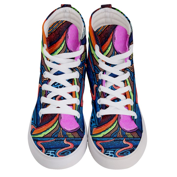 Grateful Dead Wallpaper Women s Hi-Top Skate Sneakers