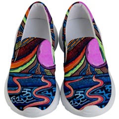 Grateful Dead Wallpaper Kids Lightweight Slip Ons by Cendanart