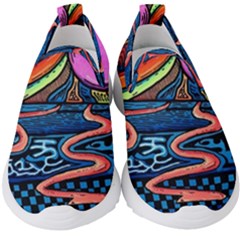 Grateful Dead Wallpaper Kids  Slip On Sneakers by Cendanart