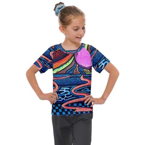 Grateful Dead Wallpaper Kids  Mesh Piece T-shirt by Cendanart