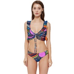 Grateful Dead Wallpaper Low Cut Ruffle Edge Bikini Set by Cendanart