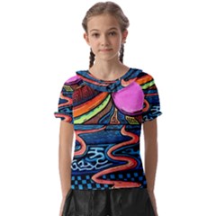 Grateful Dead Wallpaper Kids  Frill Chiffon Blouse by Cendanart