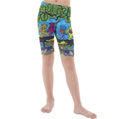 Dancing Bears Grateful Dead Kids  Mid Length Swim Shorts by Cendanart