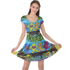 Dancing Bears Grateful Dead Cap Sleeve Dress by Cendanart