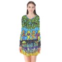 Dancing Bears Grateful Dead Long Sleeve V-neck Flare Dress View1