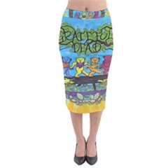 Dancing Bears Grateful Dead Velvet Midi Pencil Skirt by Cendanart