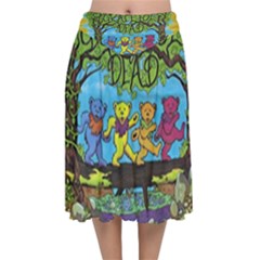 Dancing Bears Grateful Dead Velvet Flared Midi Skirt by Cendanart