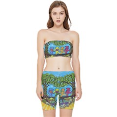 Dancing Bears Grateful Dead Stretch Shorts And Tube Top Set by Cendanart