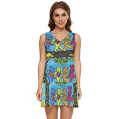 Dancing Bears Grateful Dead Tiered Sleeveless Mini Dress by Cendanart