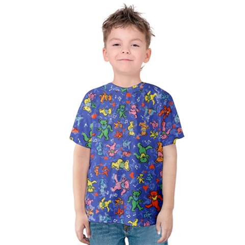 Grateful Dead Bears Pattern Kids  Cotton T-shirt by Cendanart