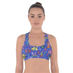 Grateful Dead Bears Pattern Cross Back Sports Bra by Cendanart