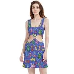 Grateful Dead Bears Pattern Velour Cutout Dress by Cendanart