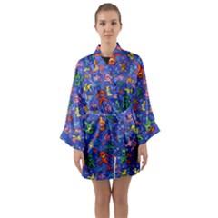 Grateful Dead Bears Pattern Long Sleeve Satin Kimono by Cendanart