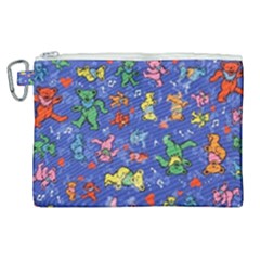 Grateful Dead Bears Pattern Canvas Cosmetic Bag (xl) by Cendanart