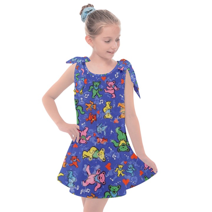 Grateful Dead Bears Pattern Kids  Tie Up Tunic Dress