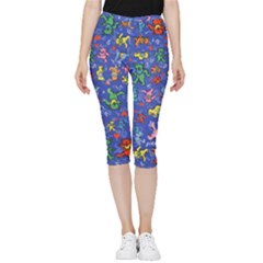 Grateful Dead Bears Pattern Inside Out Lightweight Velour Capri Leggings  by Cendanart