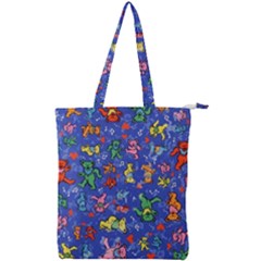 Grateful Dead Bears Pattern Double Zip Up Tote Bag by Cendanart