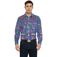 Grateful Dead Bears Pattern Men s Long Sleeve Pocket Shirt  by Cendanart