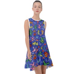 Grateful Dead Bears Pattern Frill Swing Dress by Cendanart