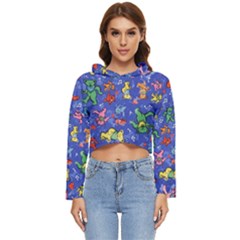 Grateful Dead Bears Pattern Women s Lightweight Cropped Hoodie by Cendanart