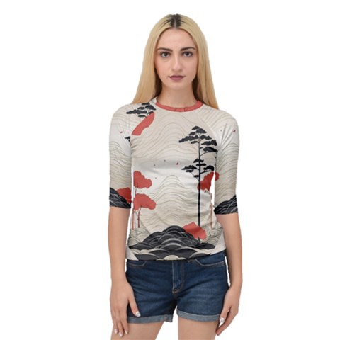 Japanese Nature Spring Garden Quarter Sleeve Raglan T-shirt by Ndabl3x