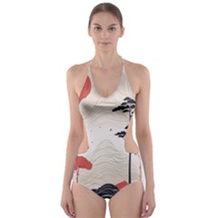 Japanese Nature Spring Garden Cut-out One Piece Swimsuit by Ndabl3x