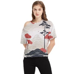 Japanese Nature Spring Garden One Shoulder Cut Out T-shirt by Ndabl3x