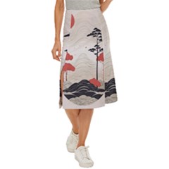 Japanese Nature Spring Garden Midi Panel Skirt by Ndabl3x