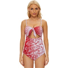 Christmas New Year Snowflake Deer Knot Front One-piece Swimsuit by Ndabl3x