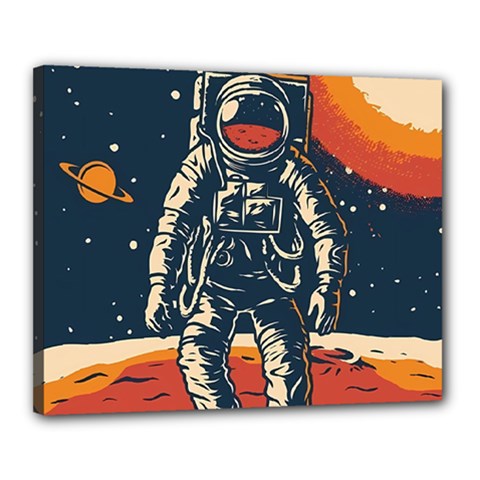 Vintage Retro Space Posters Astronaut Canvas 20  X 16  (stretched) by Sarkoni