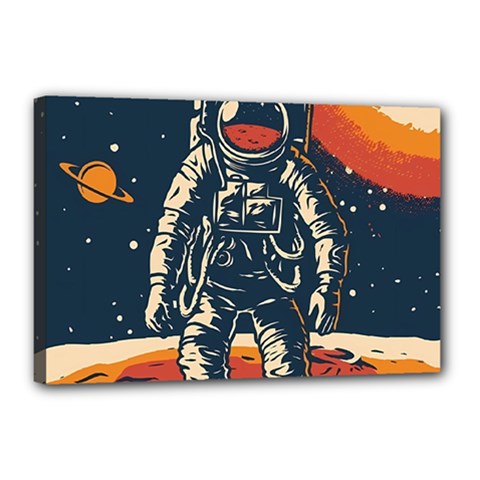 Vintage Retro Space Posters Astronaut Canvas 18  X 12  (stretched) by Sarkoni