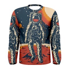 Vintage Retro Space Posters Astronaut Men s Long Sleeve T-shirt